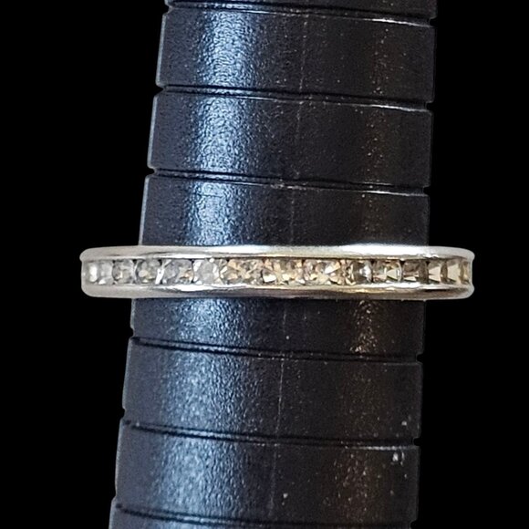 Sterling Silver Eternity Ring Size 8 Gift For Her Anniversary Stackable 3 mm - Picture 1 of 9